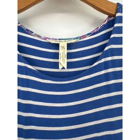 Matilda Jane Road Ahead Maxi dress Blue Striped Short Sleeves pockets knit women - Picture 3 of 6